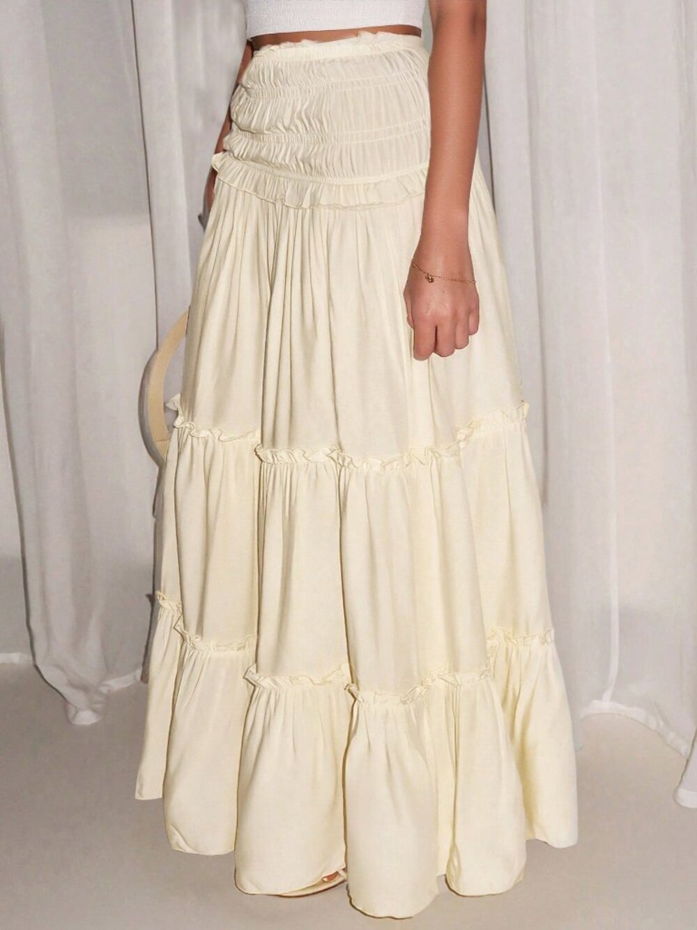 Yellow Casual Women's Boho Beach Vacation Long Skirt - Picture 7 of 8